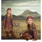 Girls 1960s Hippie Costume - Peace Sign Dress with Fringe Vest & Headband - alternate view 4