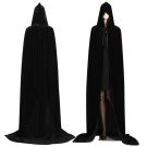 Adult Black Hooded Cape - Full Length Velvet Cloak with Train - alternate view 4