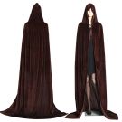 Adult Brown Velvet Wizard Cloak - Medieval Hooded Cape with Toggle Clasp - alternate view 4
