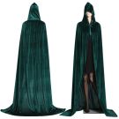 Adult Green Velvet Hooded Cloak - Full Length Wizard Cape with Hood - alternate view 4