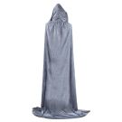 Adult Grey Wizard Cloak Costume - Full Length Velvet Hooded Robe - alternate view 4
