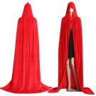 Adult Red Velvet Cloak with Hood - Full Length Hooded Cape - alternate view 4