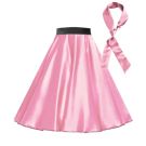 Girls Pink 1950s Rock and Roll Skirt and Scarf Costume Set - alternate view