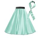 Girls 1950s Rock n Roll Skirt Costume Light Blue with Scarf - alternate view