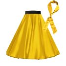Girls 50s Rock and Roll Style Skirt Set - Yellow Satin Circle Skirt with Scarf - alternate view