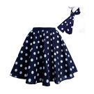 Adult 1950s Polka Dot Skirt and Scarf Set - Navy Blue Retro Costume - alternate view