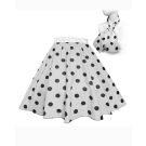 Adult 1950s white polka dot circle skirt and matching scarf costume set