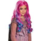Kids pink and blue fantasy character wig with long wavy multi-color hair