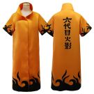 Adult orange anime ninja village leader cloak with black flame motifs
