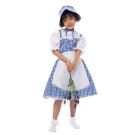 Girls Victorian Prairie Costume - Blue Gingham Dress with Bonnet and Apron - alternate view