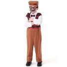 Boys grandpa costume showing buffalo check vest and brown trousers