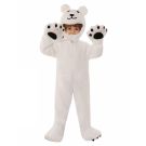 Kids white polar bear costume with embroidered hood and paw gloves