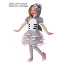Kids grey shark costume dress with hooded face and tutu skirt