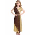 Child Cleopatra costume showing diagonal color-block design and metallic fabric