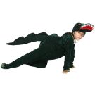 Kids crocodile costume dark green plush jumpsuit with dimensional headpiece