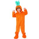 Orange vegetable costume with integrated foot covers and front zipper