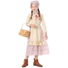 girls pioneer prairie costume with dress, apron and bonnet - back view