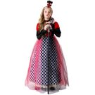 Girls card queen ball gown costume with red bodice and checkered skirt
