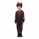 Kids block horse costume with brown pixelated jumpsuit and 3D headpiece