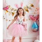 Kids Pink Bunny Tutu Dress Costume with Ears Headband - alternate view