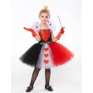 Girls Heart Queen costume tutu dress with red black white layers and glitter hearts