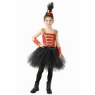 Girls red and black circus ringmaster tutu costume with gold trim and top hat