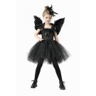 Kids Dark Angel Raven Costume with Feather Wings and Hair Clip - alternate view