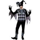 Adult Dark Jester Costume 5-Piece Evil Harlequin Outfit with Hat - alternate view