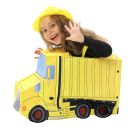 Kids construction truck career costume showing painted truck details cab cargo bay and wheels