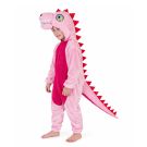 Kids pink dinosaur costume full body plush jumpsuit with 3D hood and tail