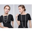 1920s Flapper Pearl Necklace - Long Cream Strand Costume Accessory - alternate view