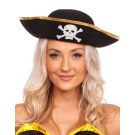 Adult Caribbean pirate captain hat with metallic gold brim edge detail