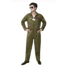 Adult Top Gun Fighter Pilot Costume - 80s Aviator Jumpsuit with Patches & Dog Tag - alternate view