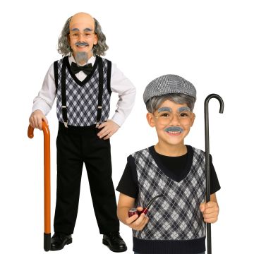 Kids Old man Costume 100 days of school Black Sets tt3387set