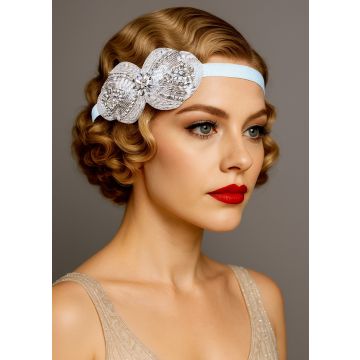 1920s Silver Flapper Headband – Rhinestone Roaring 20s Hairpiece