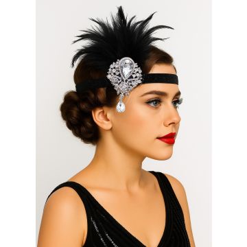 Flapper Headband with Crystal Teardrop – Roaring 20s Hairpiece