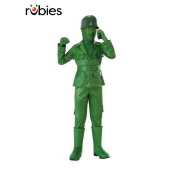 Kids green army soldier costume full body suit with helmet and face mask