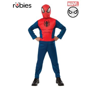 Kids Spider-Man muscle chest costume full body front view with mask