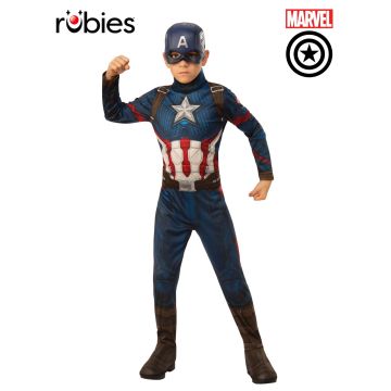 Kids Captain America costume with printed jumpsuit and molded mask