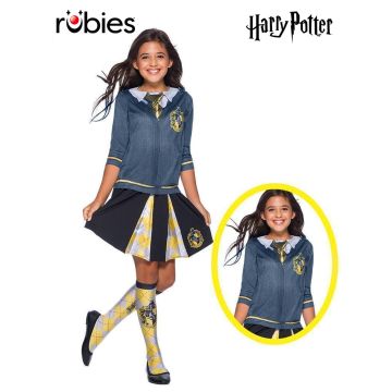 Kids Hufflepuff Harry Potter uniform top with printed crest and tie
