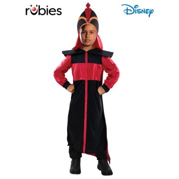 Kids Jafar costume full-length black and red robe with dramatic shoulder pieces