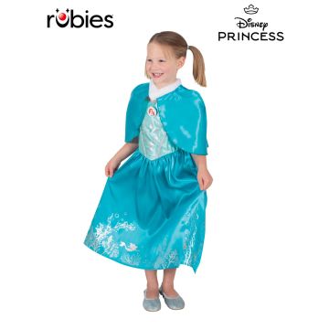 Girls Disney Ariel deluxe costume with satin dress and faux-fur cloak