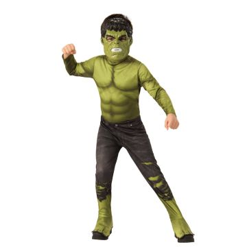 Kids Marvel Hulk costume full body jumpsuit with printed muscles and mask