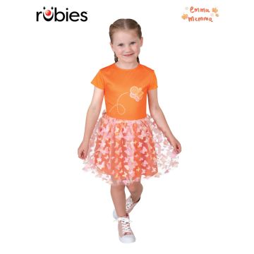 Girls Emma Memma orange dress costume with butterfly tulle skirt and dimensional appliqués