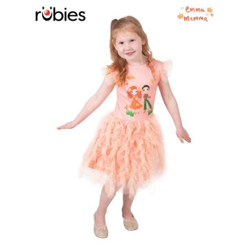 Girls Emma Memma deluxe tutu dress costume with peachy-pink bodice and tulle layers