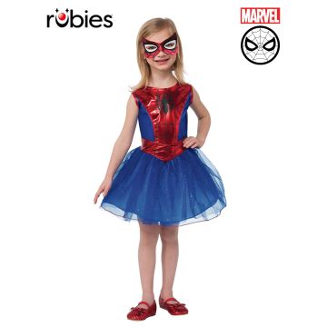 Girls Spider-Girl tutu dress costume with metallic red bodice and web print