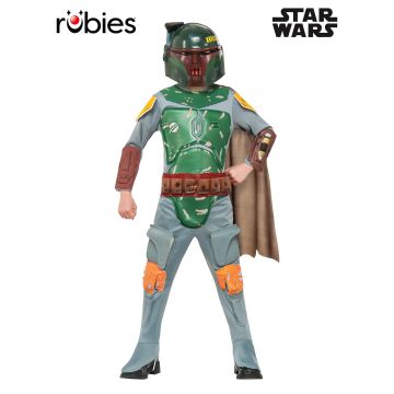 Kids Boba Fett Star Wars costume with green armor and helmet