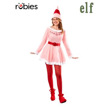 Women's Jovie Elf Costume - Pink Dress with Hat & Shoe Covers