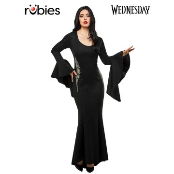 Adult Womens Morticia Addams Costume Dress - Wednesday Black Gown