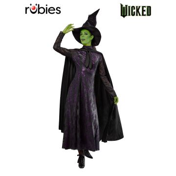 Adult Elphaba Wicked Witch Costume with Cape and Hat - Licensed